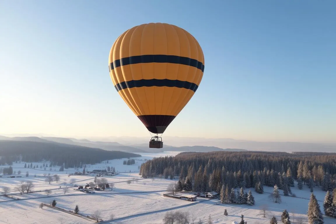 Bild einer Ballonfahrt über das verschneite Allgäu
