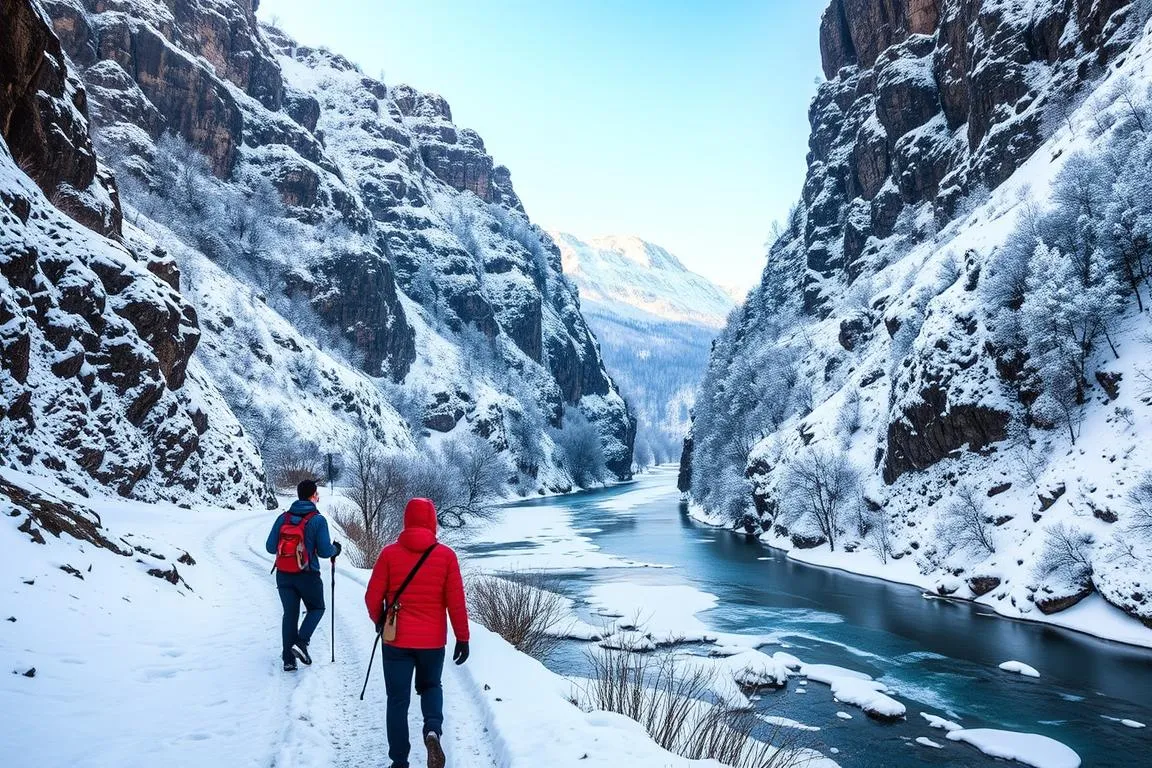 Bild einer Winterwanderung durch die Breitachklamm