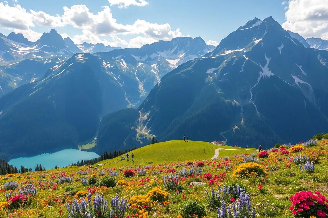 Erstelle ein Bild von der Abenteuer Alpe in der Bergwelt Alpsee