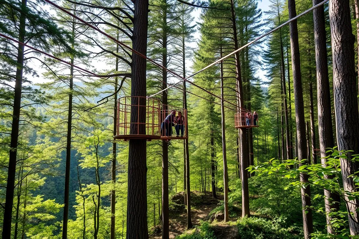 Generiere ein Bild von Waldseilgarten Höllschlucht